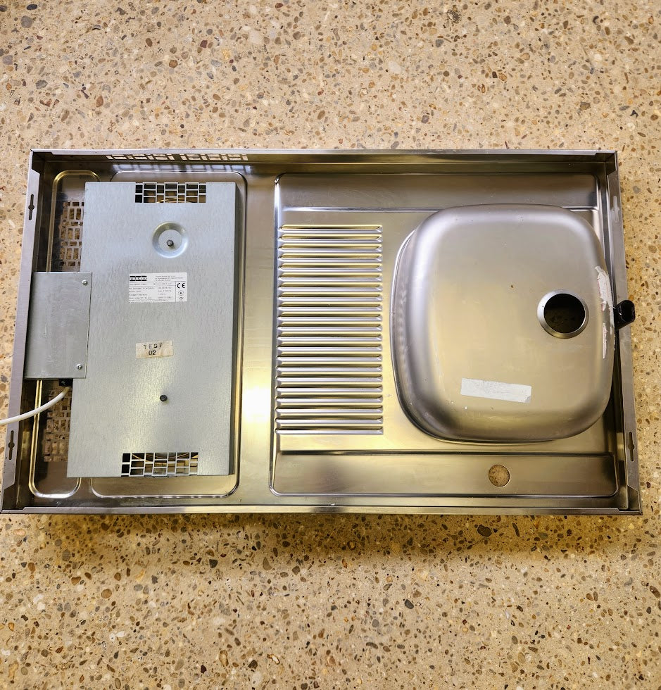 Kitchenette inox avec évier + 2 plaques électriques – Bon état