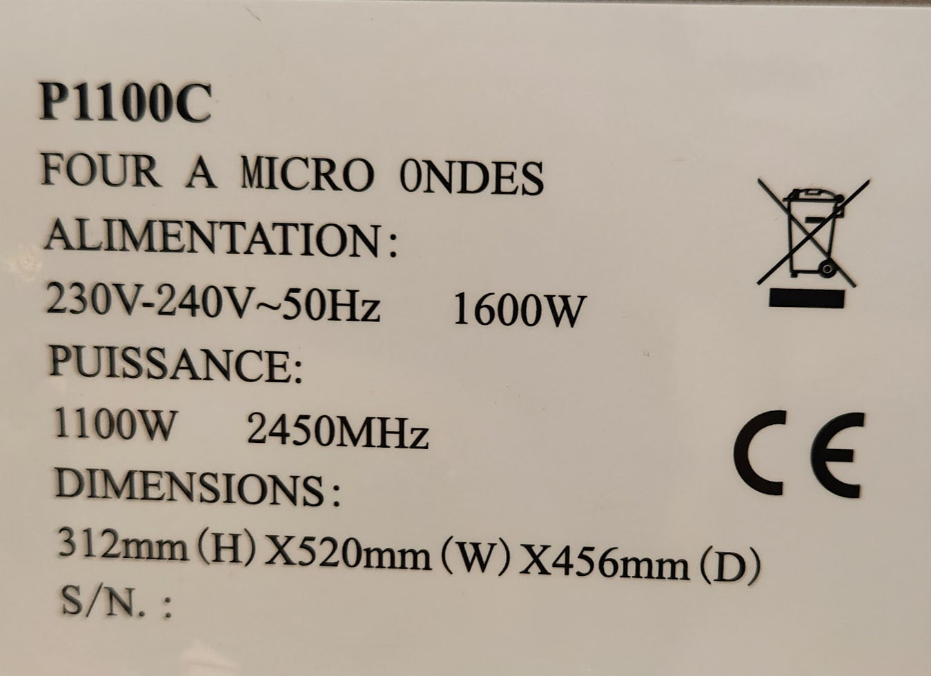 Four micro-ondes professionnel Codigel P1100C – inox