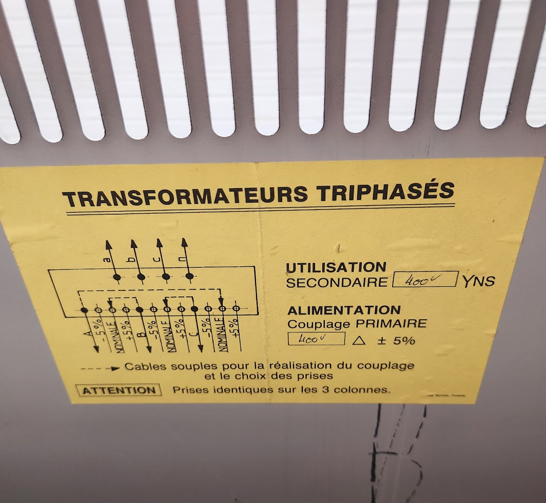 Transformateur triphasé 80 kVA – 400/400 V – BC Transformateurs – Occasion