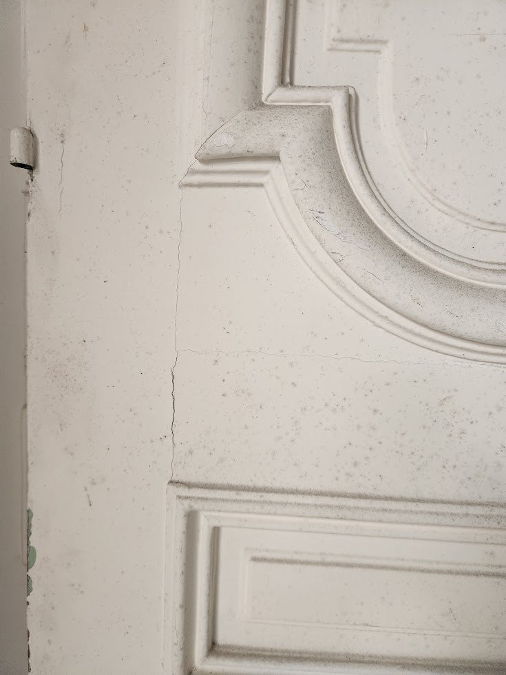 Grande double porte ancienne moulurée avec ferronnerie d’époque – 2,59 m x 1,40 m