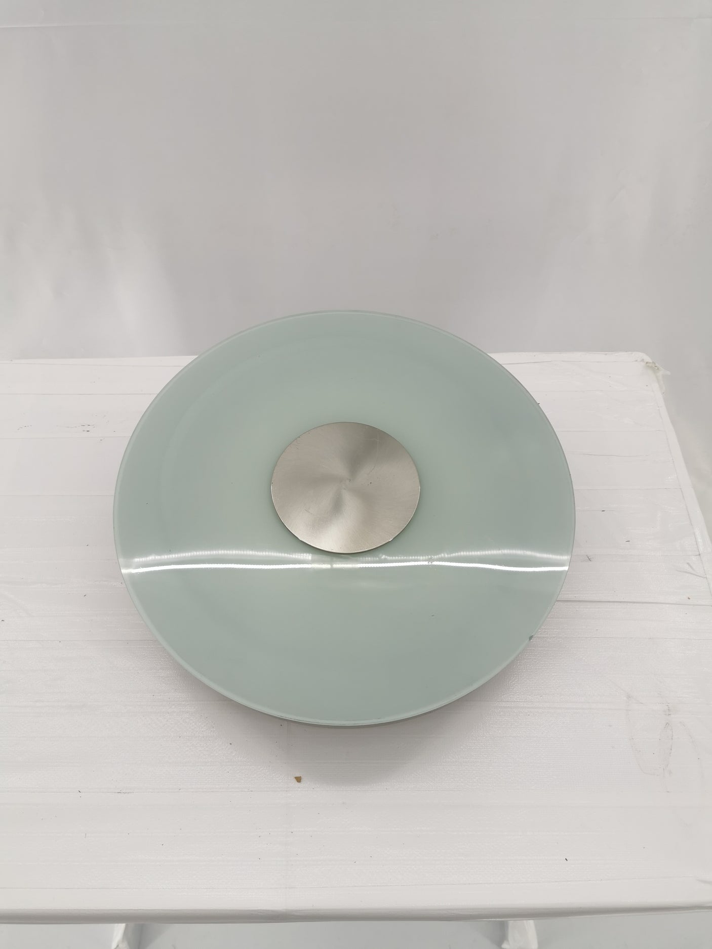 Suspension métal brossé + diffuseur en verre – Très bon état