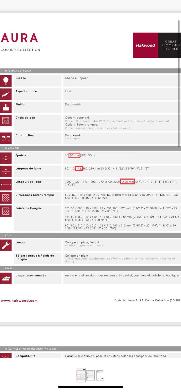 Parquet Hakwood AURA Duoplank – 500 m² – Neuf sous emballage