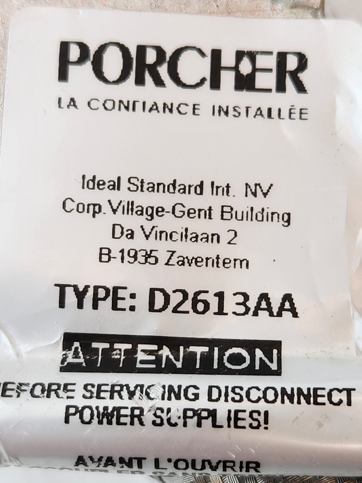Robinet automatique infrarouge PORCHER (Ideal Standard)