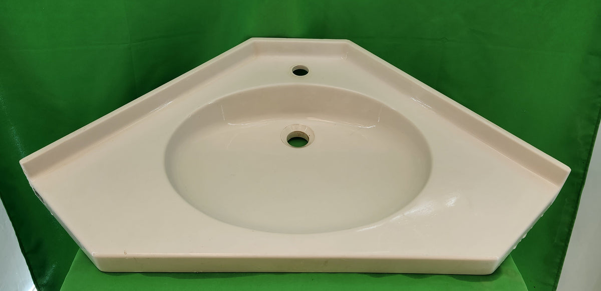 Plan vasque d’angle Varicor – blanc cassé - Bon état