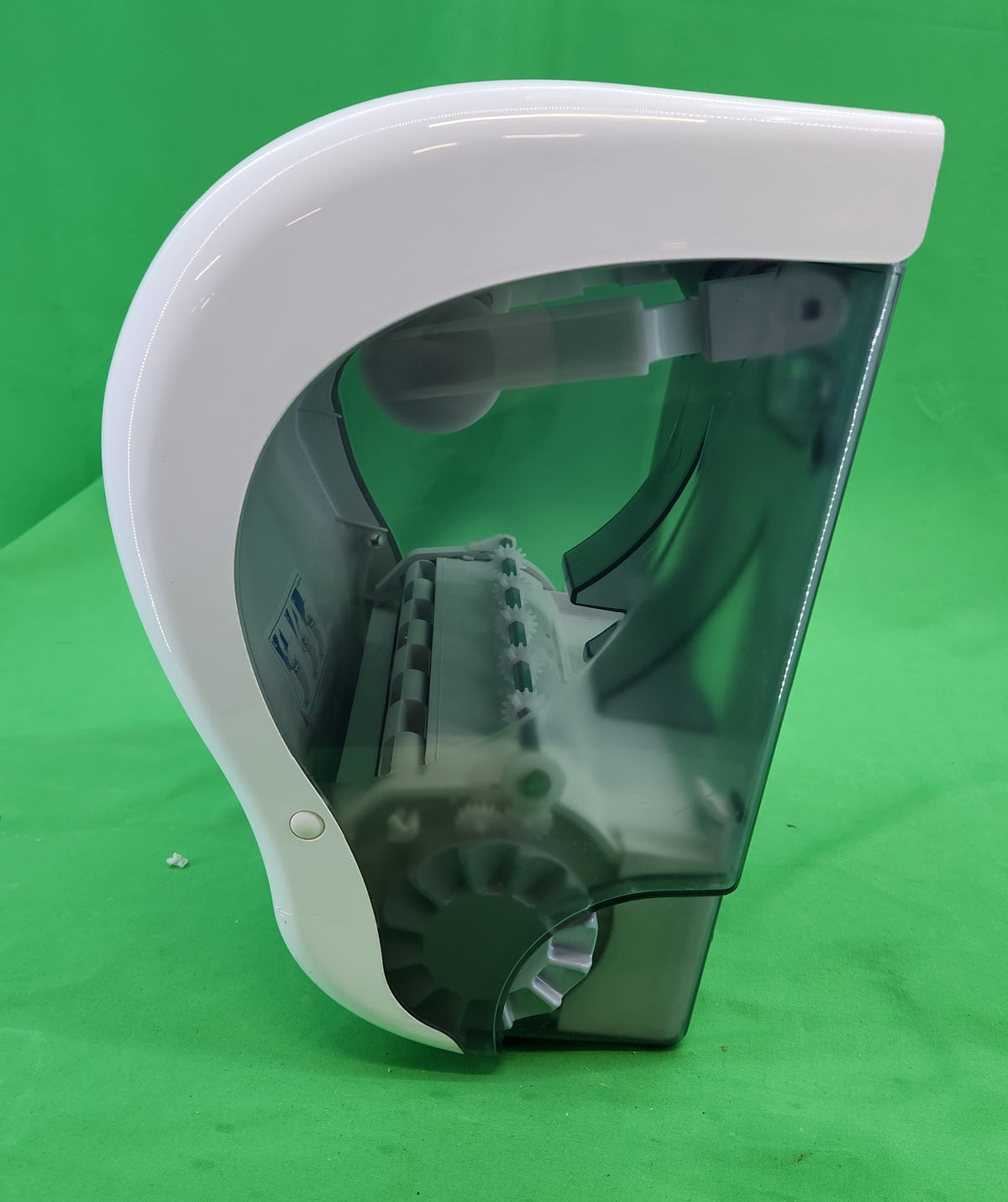 Distributeur d’essuie-mains en rouleau à coupe automatique – capot blanc et fumé – Bon état