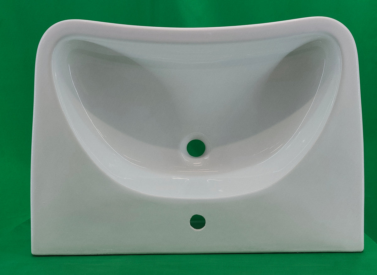 Lavabo design en céramique blanche 74 cm – ALLIA – Très bon état