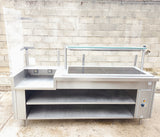 Meuble de self-service chaud 230 cm – plan chauffant, pare-haleine et glissière plateaux – Bon état