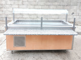 Meuble de self-service réfrigéré 198 cm – Vauconsant – bac réfrigéré, pare-haleine et soubassement 2 portes – Bon état