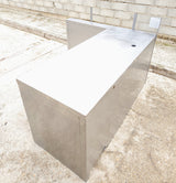 Comptoir de caisse inox d'angle 191 cm – tiroir-caisse et étagères – self / restauration – Bon état