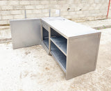 Comptoir de caisse inox d'angle 191 cm – tiroir-caisse et étagères – self / restauration – Bon état