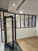 Porte vitrée + Baie vitrée style verrière aluminium – Excellent état