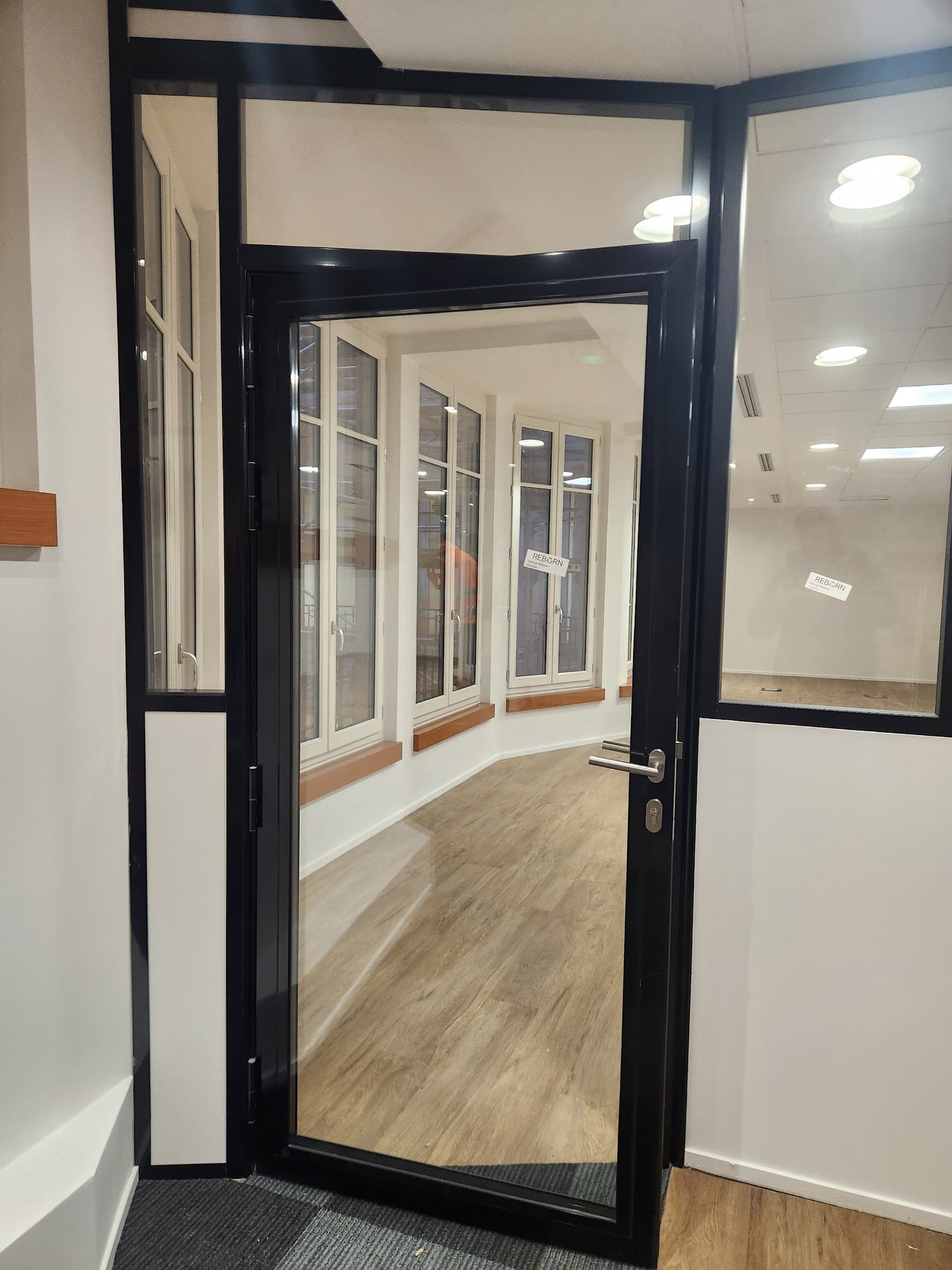 Porte vitrée + Baie vitrée style verrière aluminium – Excellent état