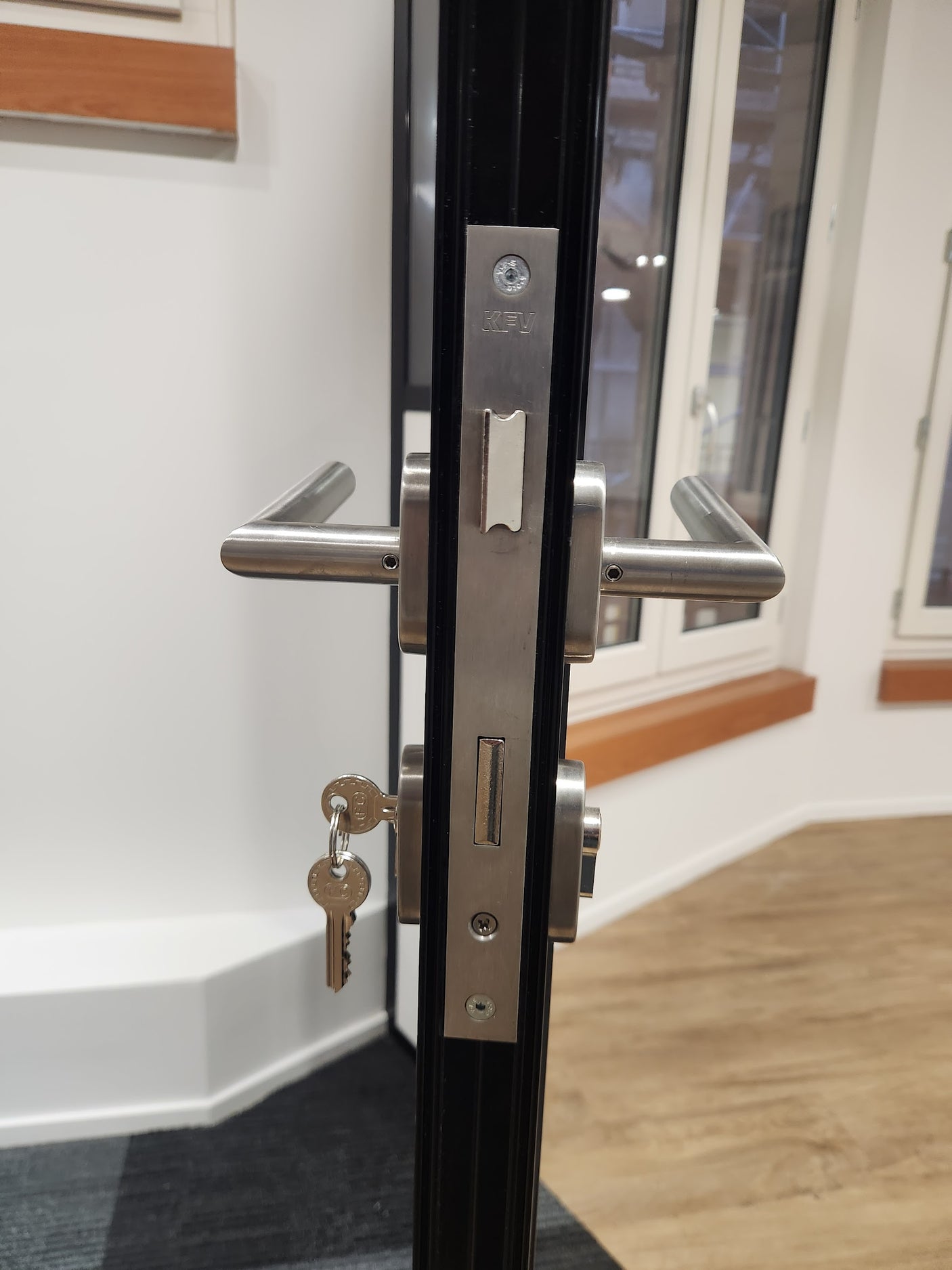 Porte vitrée + Baie vitrée style verrière aluminium – Excellent état