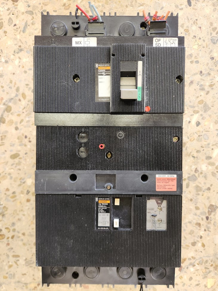 Disjoncteur Merlin Gerin Compact C250NI + différentiel Vigi REH250 – 250A
