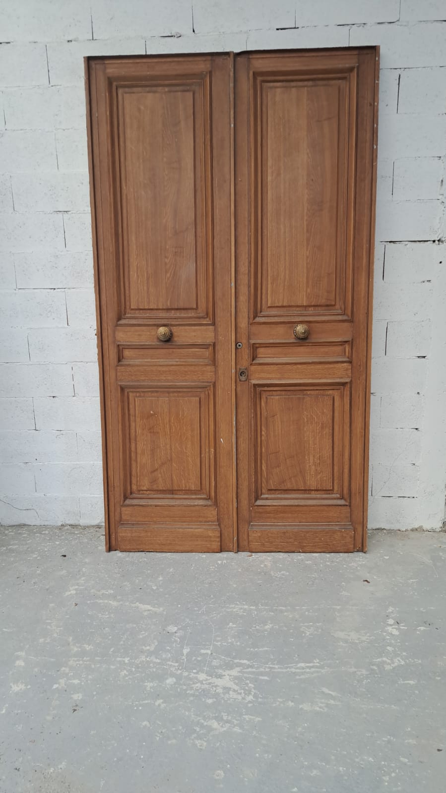 Grande double porte ancienne en chêne massif – 2,52 m x 1,41 m