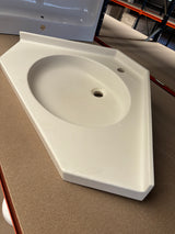 Plan vasque d’angle Varicor – blanc cassé - Bon état