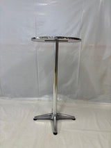 Table haute mange-debout Ø 60 cm – plateau inox, pied aluminium – Bon état