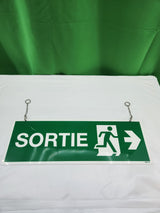 Panneau SORTIE de secours suspendu double face