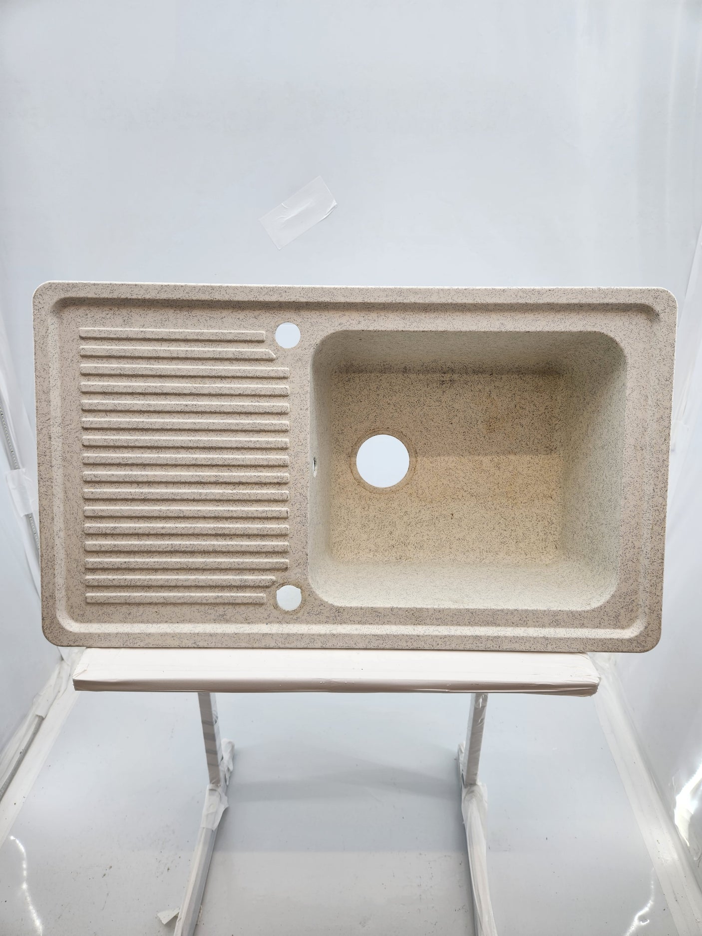 Évier de cuisine 1 bac + égouttoir – résine / composite – 80 × 50 cm