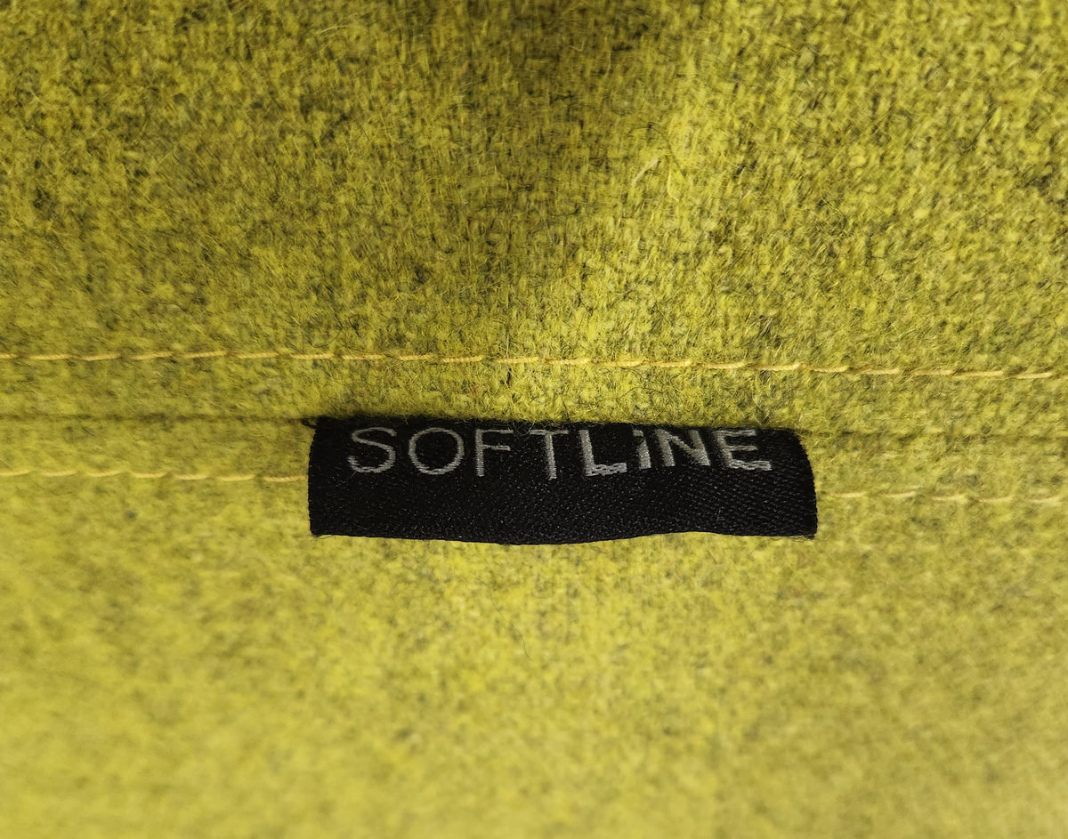 Pouf XL rond Softline modèle Drum - tissu vert anis - Très bon état
