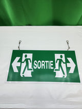 Panneau SORTIE de secours double face – flèches gauche et droite