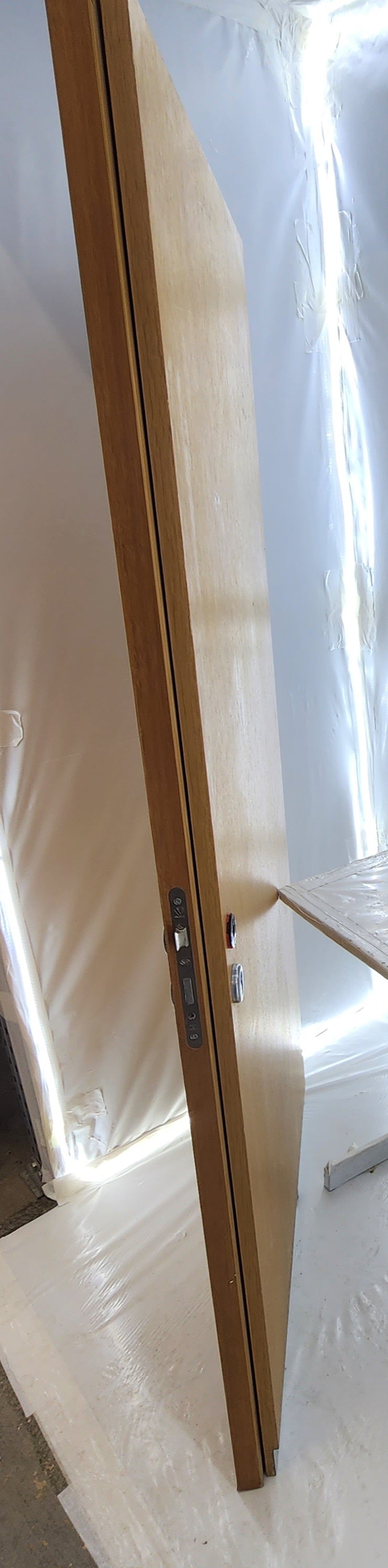 Bloc-porte plaqué chêne avec huisserie bois et serrure – Bon état