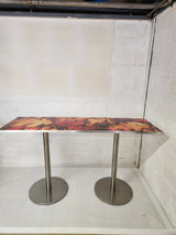 Table haute industrielle 2 m – plateau décoratif – très bon état