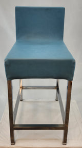 Chaise haute de bar design avec dossier – Structure chromée – Bon état