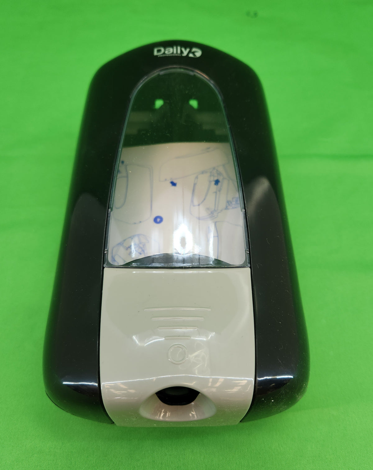 Distributeur de savon à poussoir – Daily’K Professional – noir brillant et gris, fenêtre de niveau – Bon état