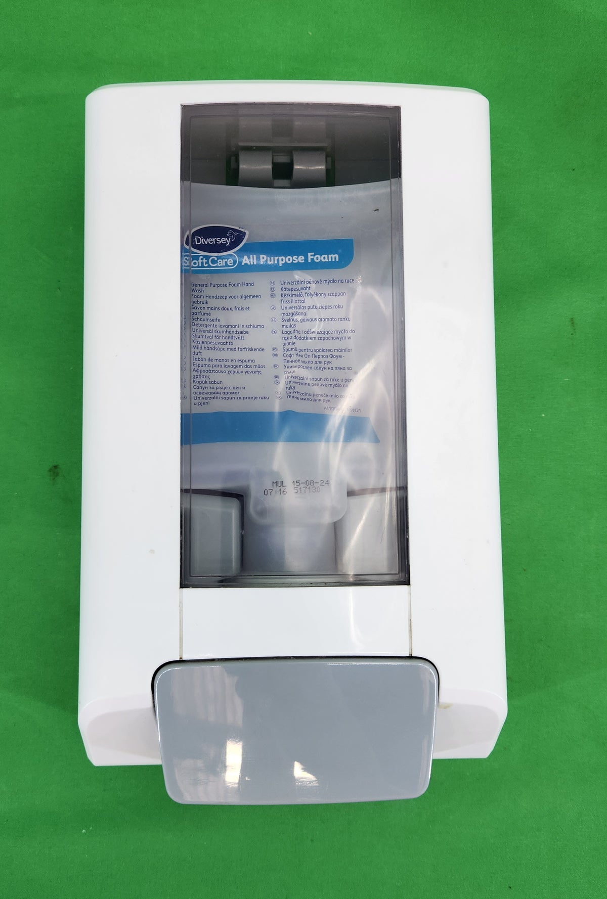 Distributeur de savon mousse Diversey Soft Care – manuel à poussoir – blanc – Bon état