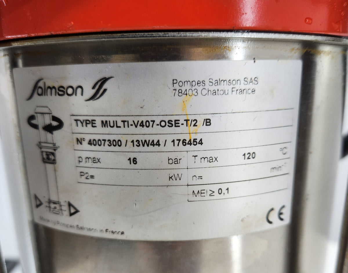 Pompe multicellulaire verticale inox 1,5 kW triphasée – Salmson Multi-V 407 – 16 bar, 120 °C – Bon état