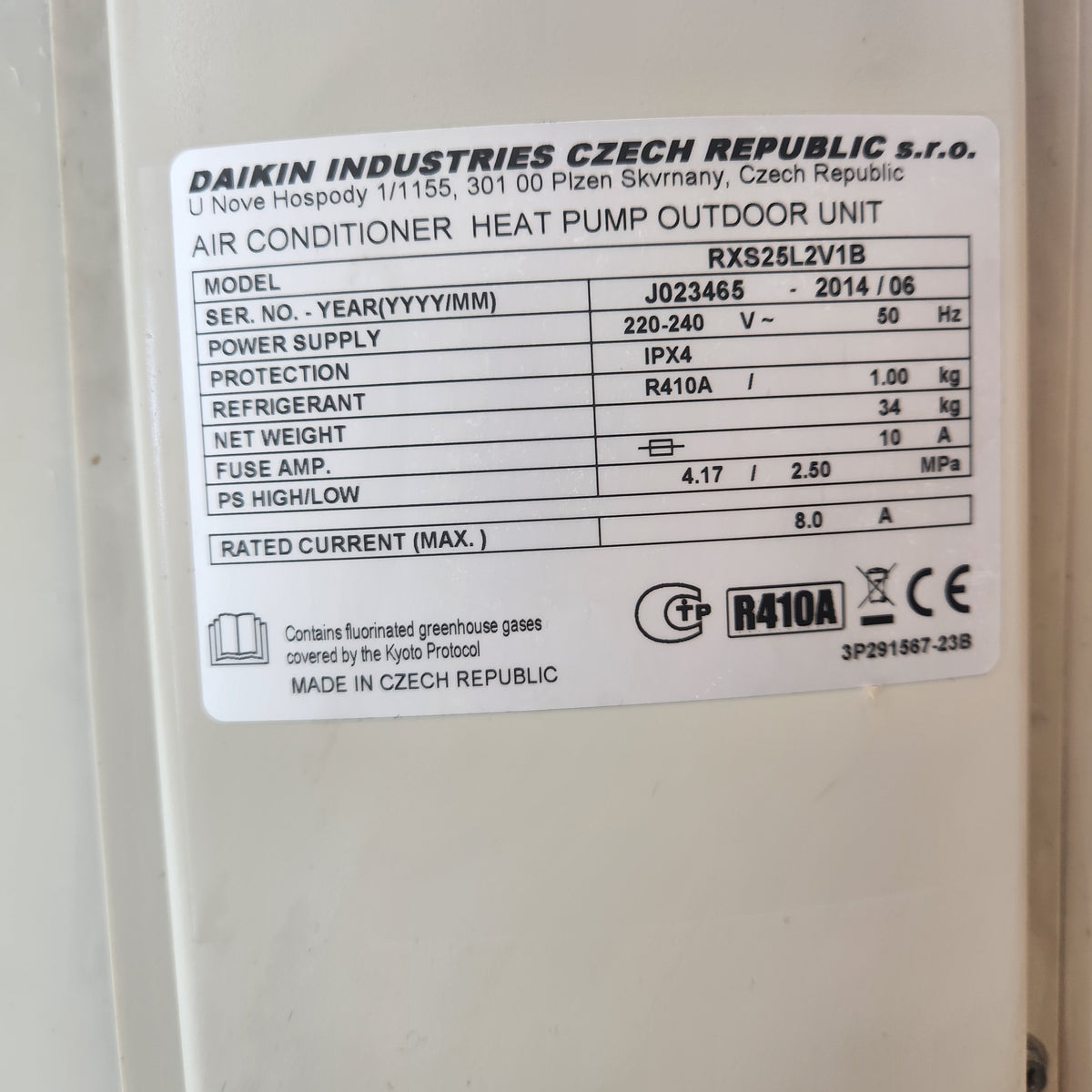 Groupe extérieur de climatisation réversible Daikin Inverter 2,5 kW – RXS25L2V1B – R410A – Vendu seul – Bon état