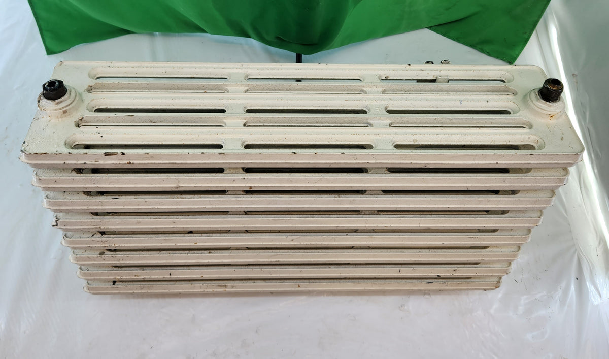 Radiateur fonte ancien à colonnes – 87 cm – 8 éléments – peinture crème – Bon état