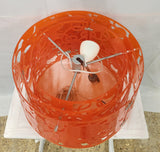 Suspension luminaire design abat-jour plexiglas orange découpe florale - Bon état