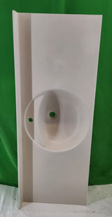 Plan vasque monobloc résine minérale 147 cm – vasque ronde intégrée + dosseret – blanc – Bon état